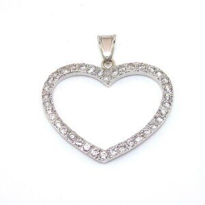 14K White Gold 3/4 ct Clear CZ Heart Pendant